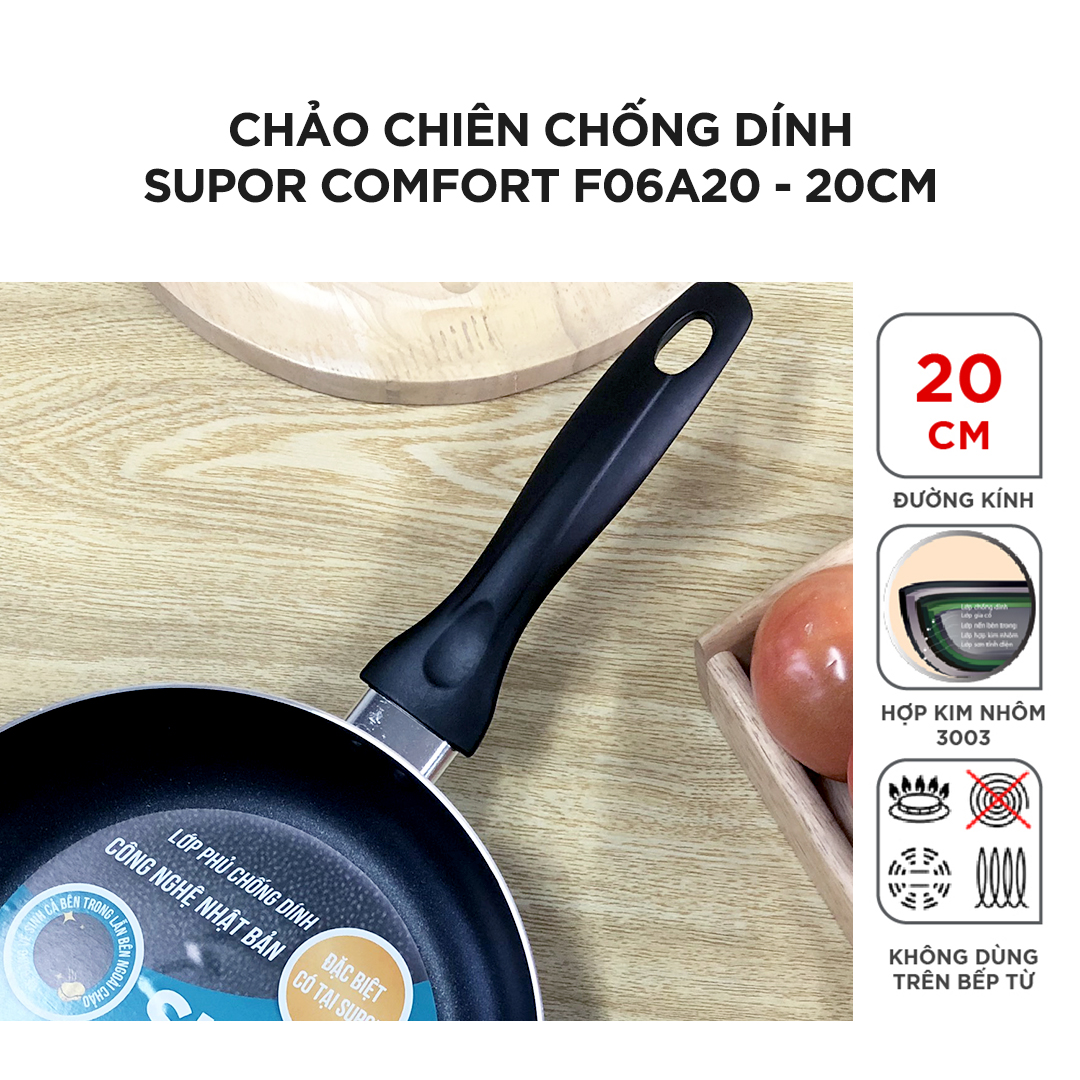 (HÀNH CHÍNH HÃNG) Chảo chống dinh Supor F06A20 dùng xào nấu nhanh, chống dính tốt