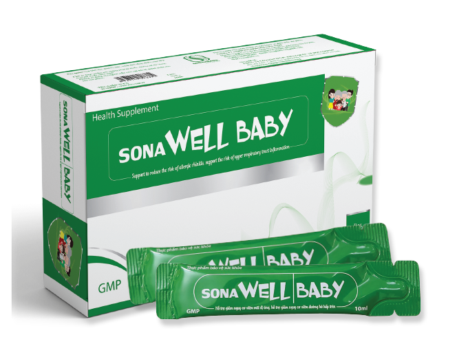 Gói Uống Hỗ Trợ Giảm Nguy Cơ Viêm Đường Hô Hấp Trên SonaWell Baby - Hộp 10 gói