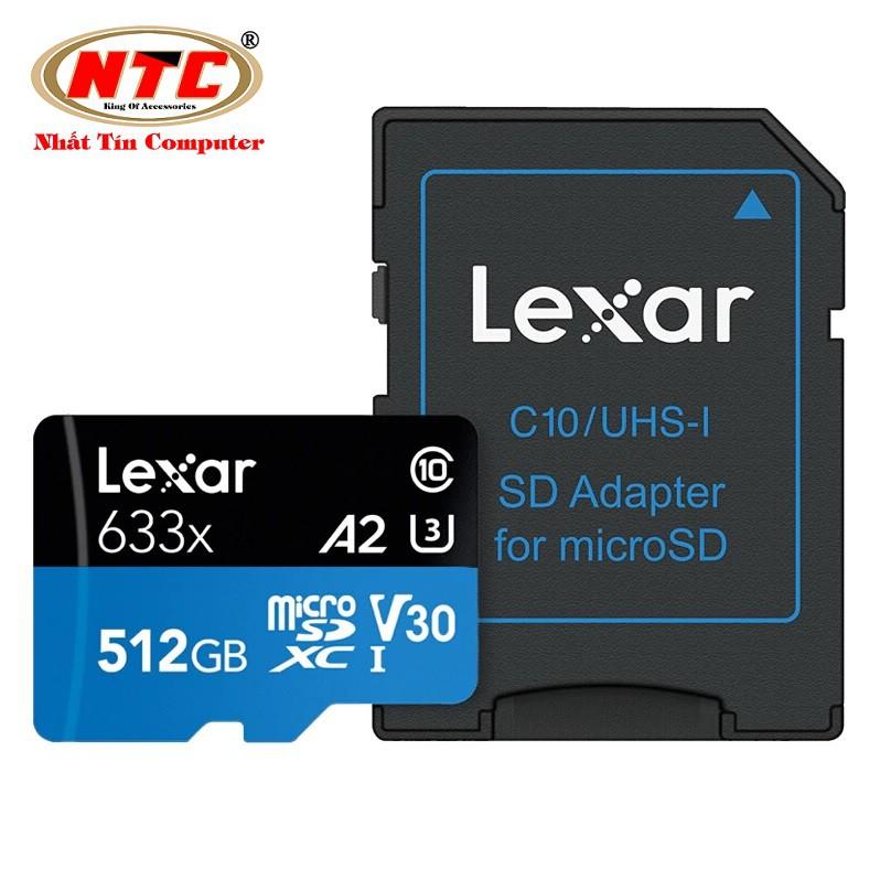 Thẻ Nhớ MicroSDXC Lexar 512GB A2 V30 633x U3 4K 95MB/s - kèm Adapter (Xanh)
