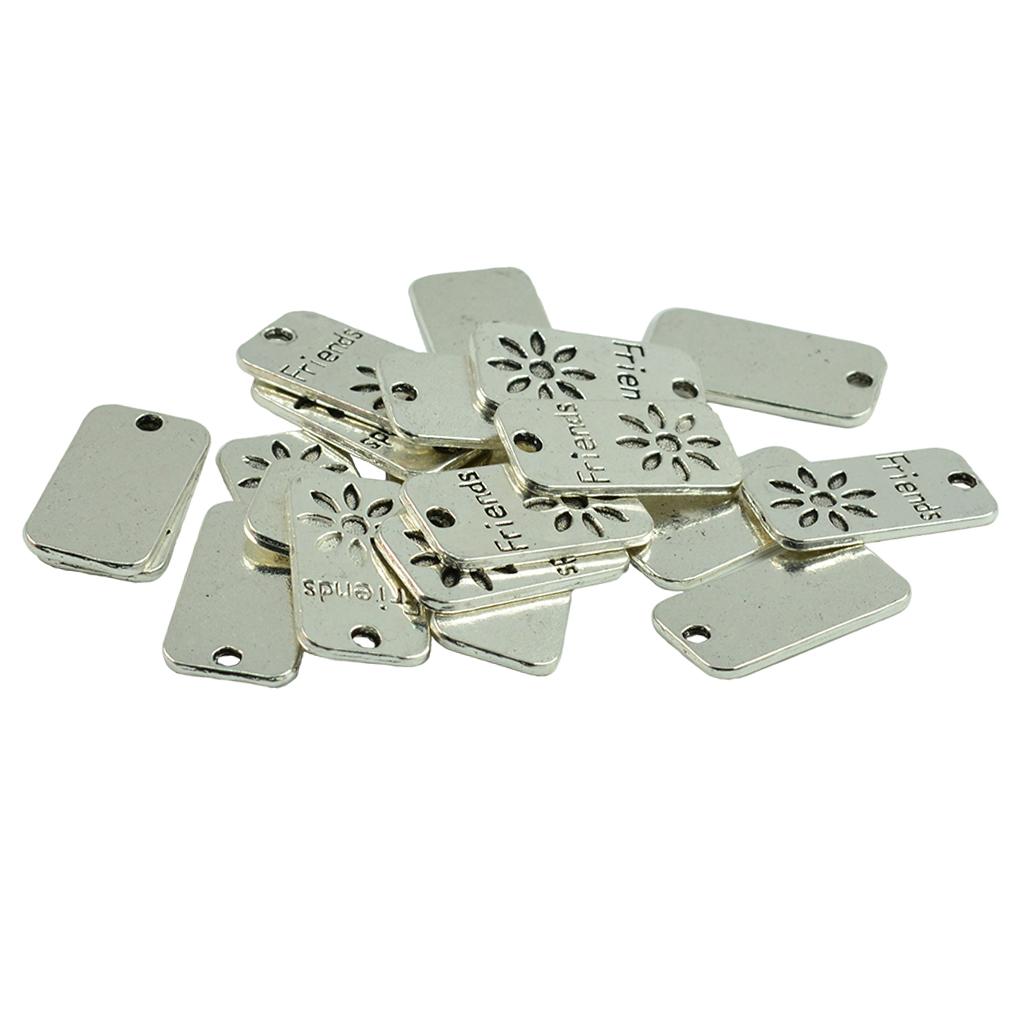 20 Pieces Alloy Rectangle Flower Pendants Charms Findings for DIY Jewelry Making