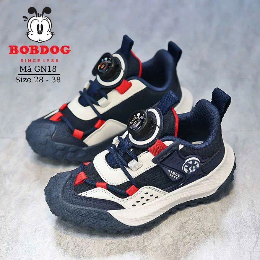 Giày Thể Thao Bé Trai 4-12 Tuổi BOBDOG GN18 Khóa Xoáy Thông Minh, Kháng Khuẩn, Chống Bẹt Chân Phù Hợp Đi Học Chay Bộ