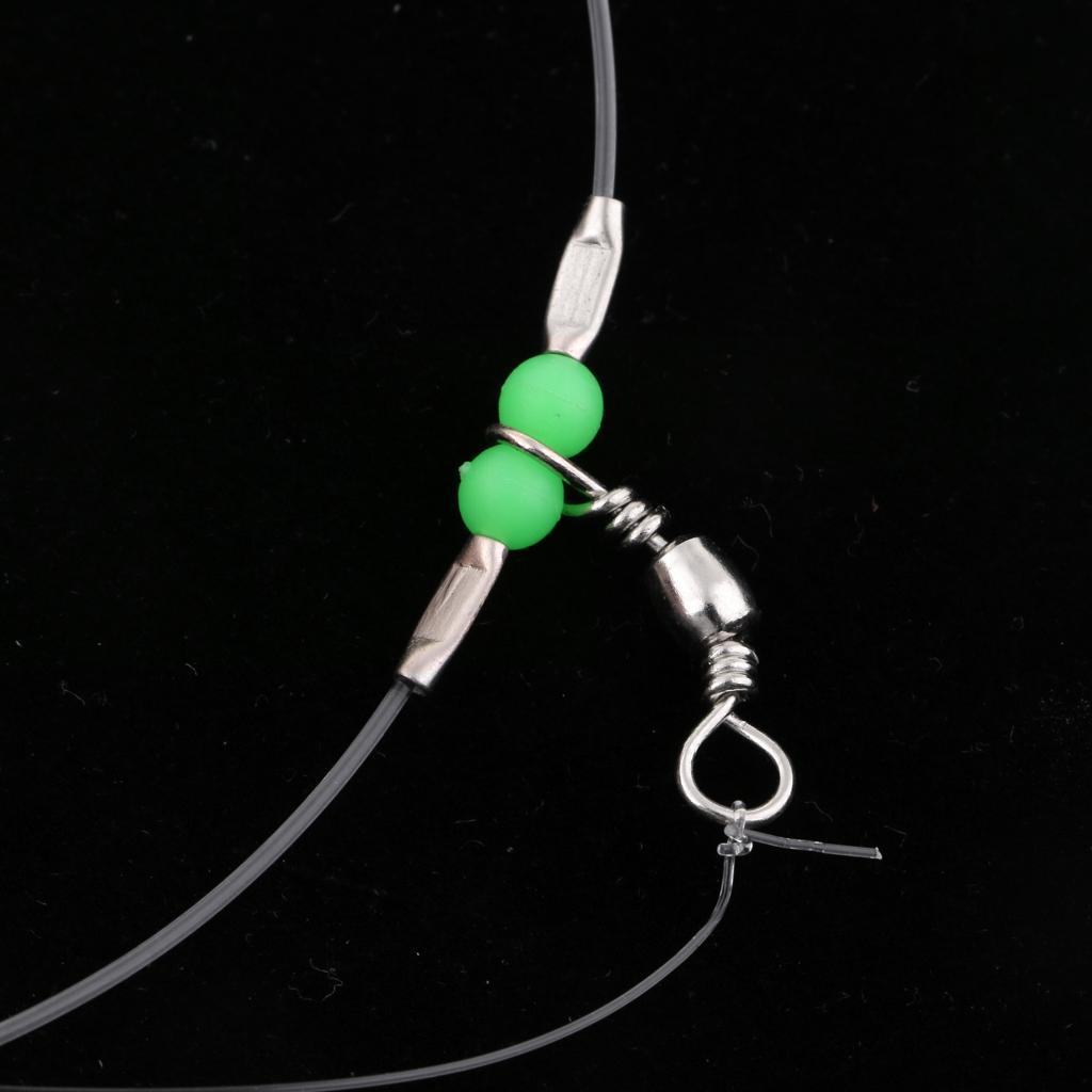 3pcs Sea Fishing Wire Leader with Single Hook Swivel Snap Luminous Bead FOR Protecting Lures