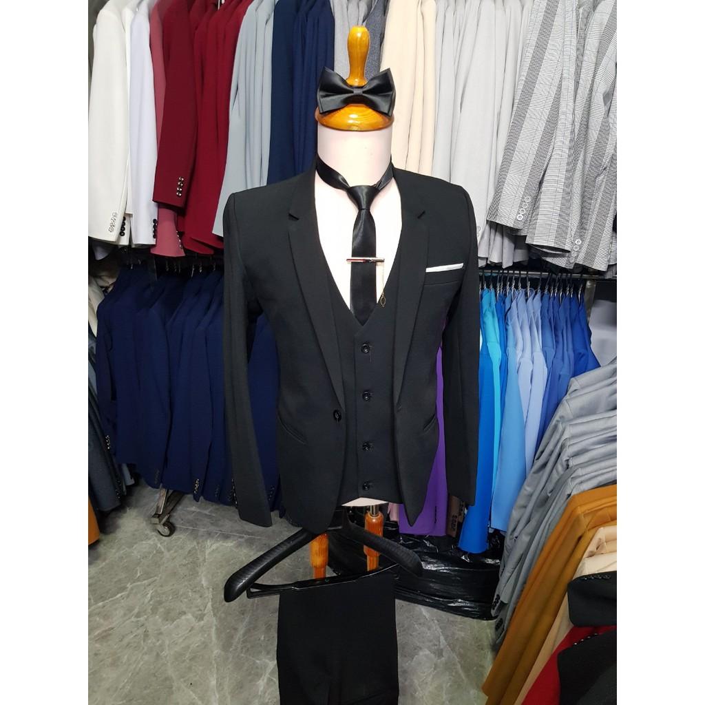 Combo bộ vest nam màu đen ôm body