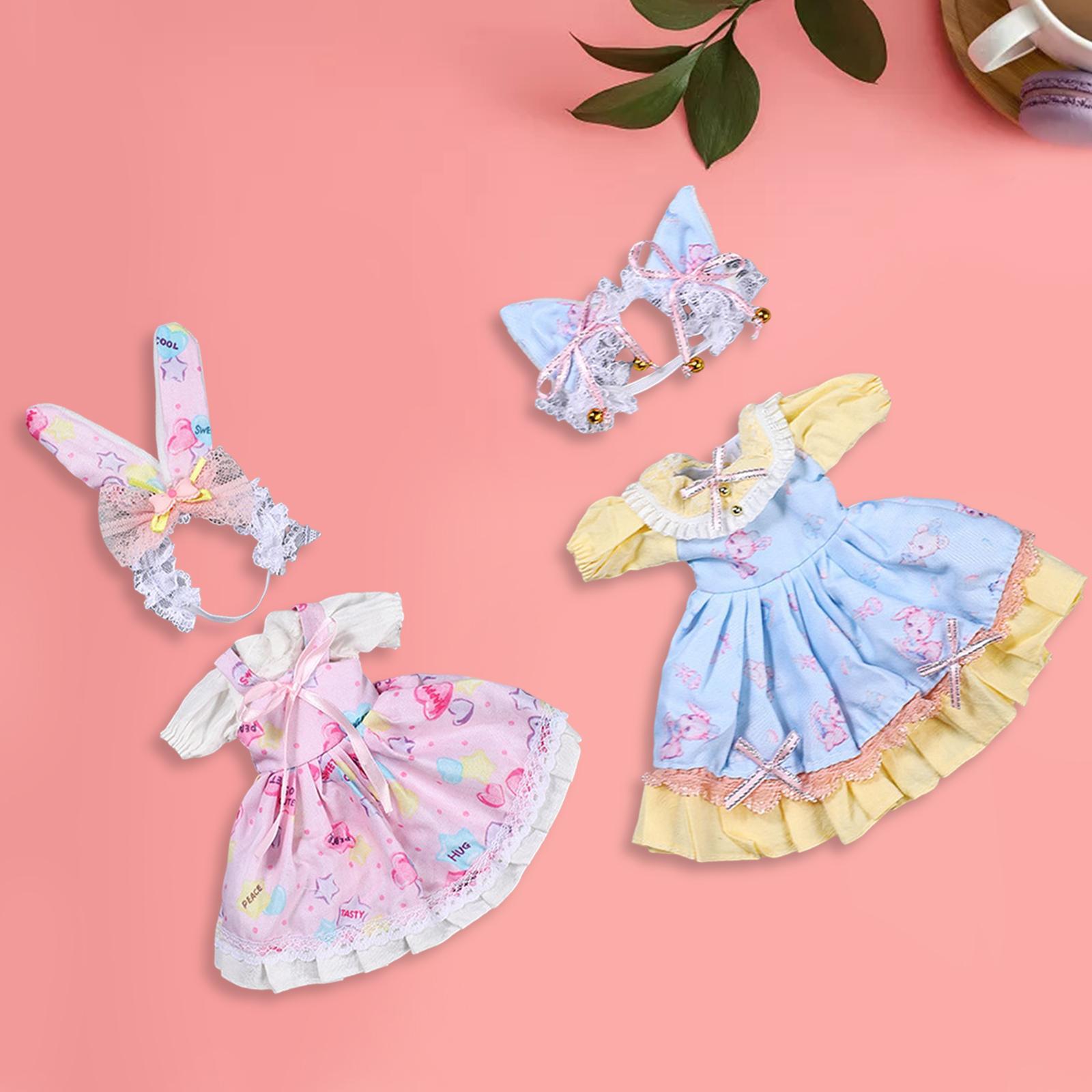 2 Pieces Fashion Doll Clothes Dress Set Handmade Outfits for 12'' inch Dolls