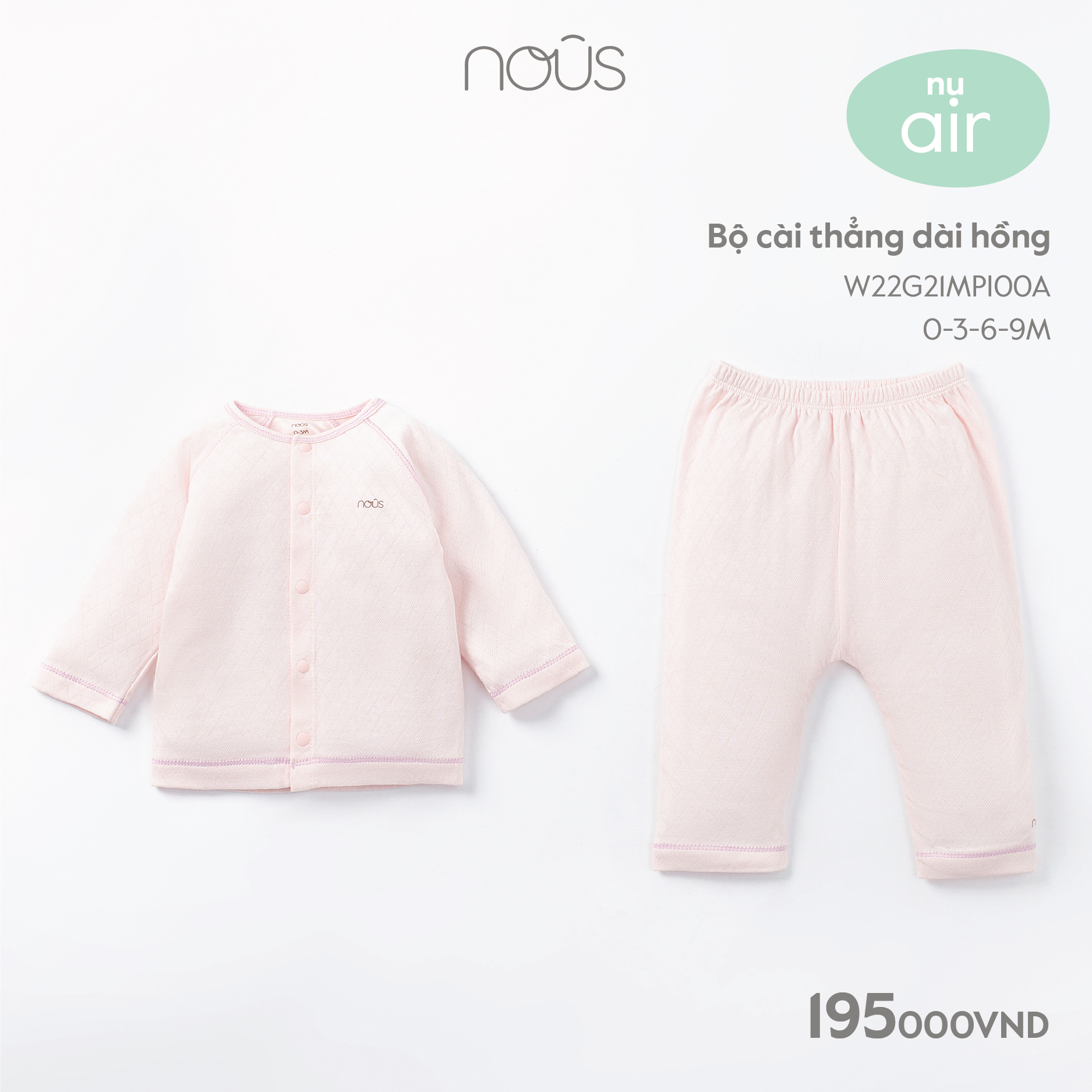 Bộ quần áo dài tay Nous nhiều màu sắc họa tiết dễ thương dành cho bé trai, bé gái size 0-3 tháng đến 2-3 tuổi