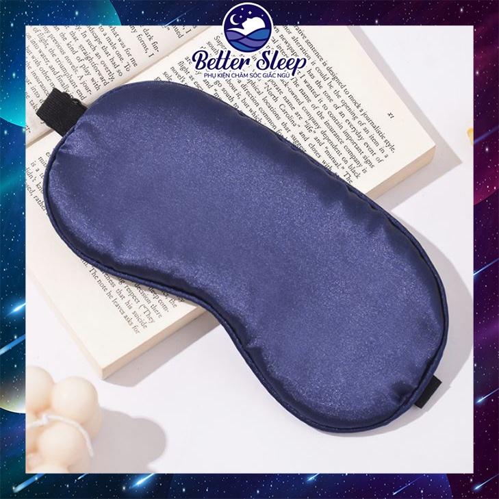 Bịt Mắt Ngủ Lụa Mềm Mại Thông Thoáng Có Dây Đeo Điều Chỉnh - màu Xanh Navy # 15 #BMNBS03