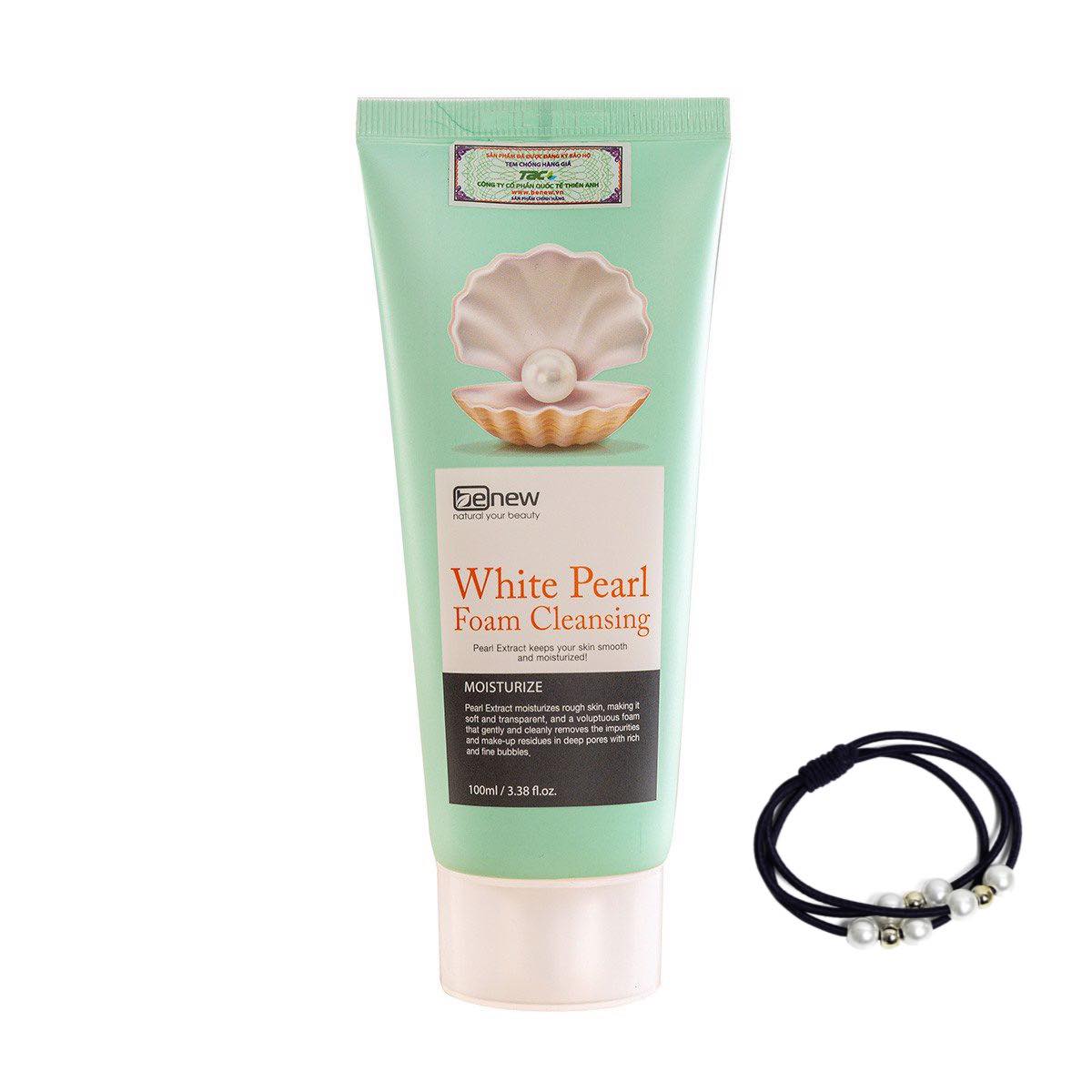 Sữa rửa mặt sáng da Hàn Quốc chiết xuất từ ngọc trai Benew White Pearl Foam Cleansing ( 100ml ) [ tặng dây cột tóc - màu ngẫu nhiên ]