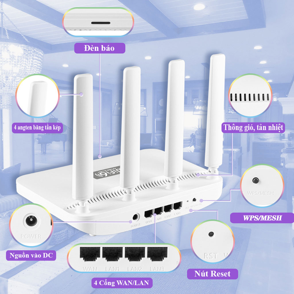 Bộ phát wifi6 tốc độ cao WR1800K, router wifi6 băng tần kép mesh tốc độ cao lên đến AX1800 Mbps khả năng xuyên mạnh mẽ - Hàng chính hãng/ Hàng nhập khẩu