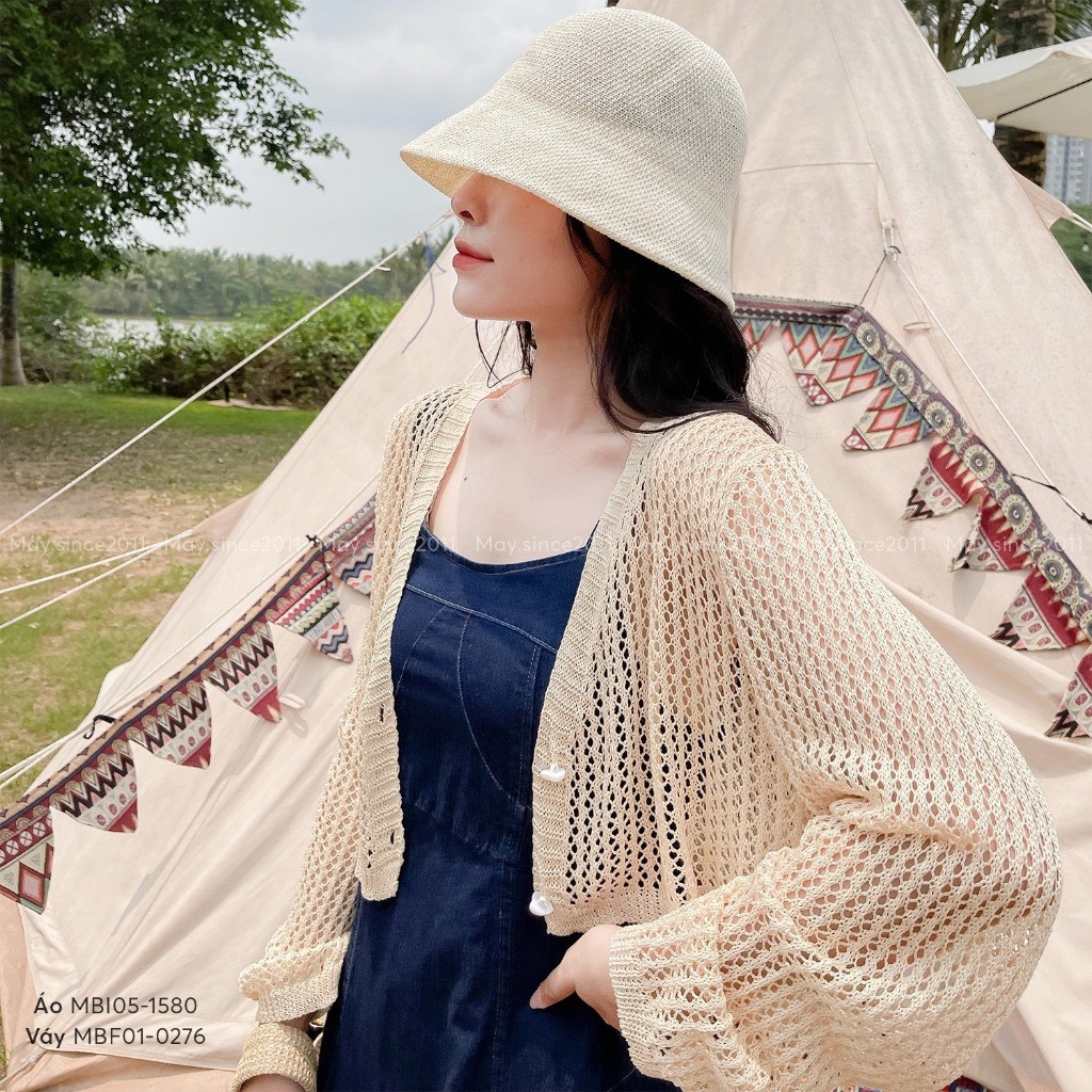 Áo Khoác Len Cardigan Dáng Croptop Mỏng 2 Cúc Dáng Hàn Quốc