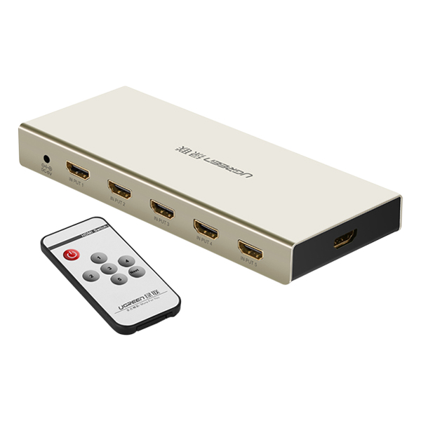 Bộ Swich Cổng HDMI Ugreen Vào 5 Cổng HDMI Ra 1 Cổng HDMI Remote 40279 - Hàng Chính Hãng