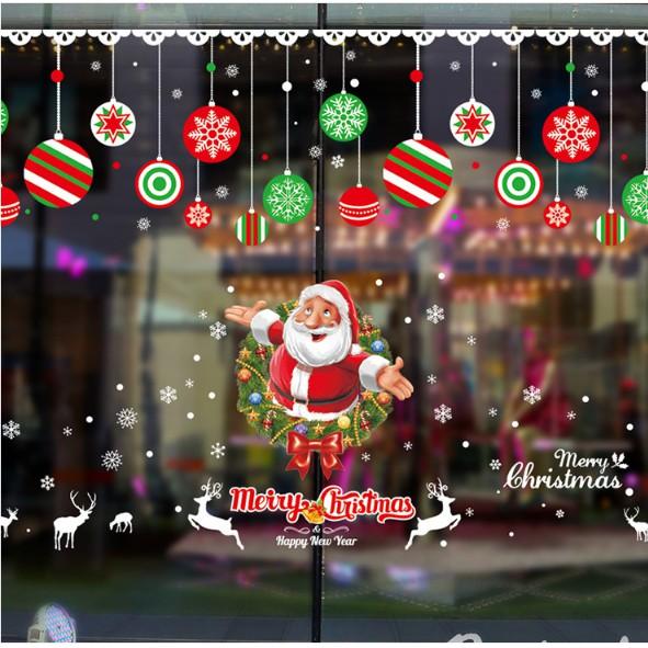 COMBO DÁN TƯỜNG NOEL - Ông già Noel kết hợp Rèm Xanh Đỏ