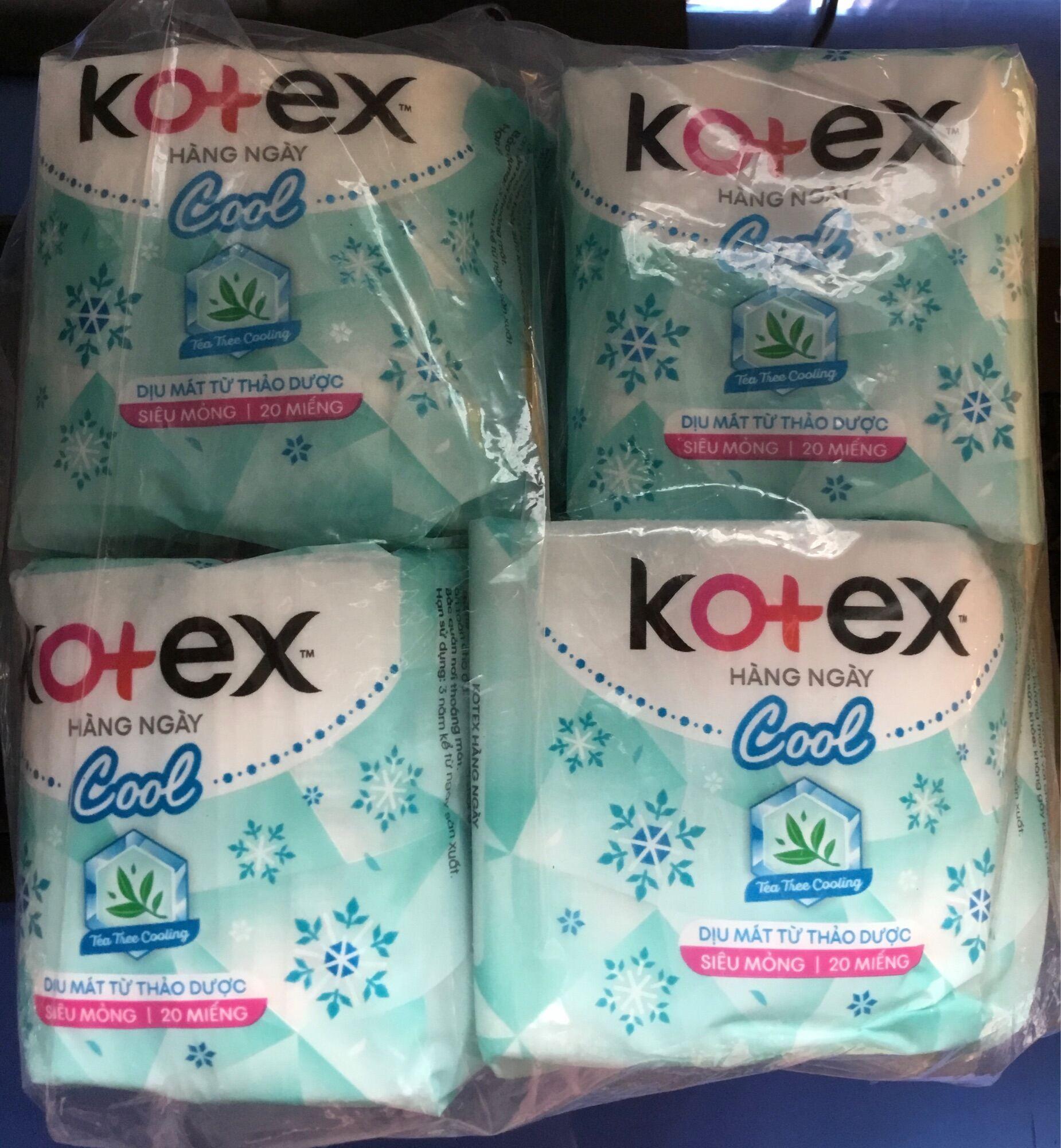 1 Gói Băng Vệ Sinh Kotex Hàng Ngày Cool siêu mỏng- Mỗi Gói 20 Miếng- HSD luôn mới