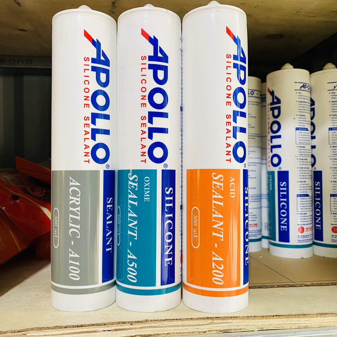 Keo Silicol Apollo A100 đục, A200 trắng trong, A500 các màu (ĐEN, GHI,TRẮNG ĐỤC, TRẮNG TRONG)