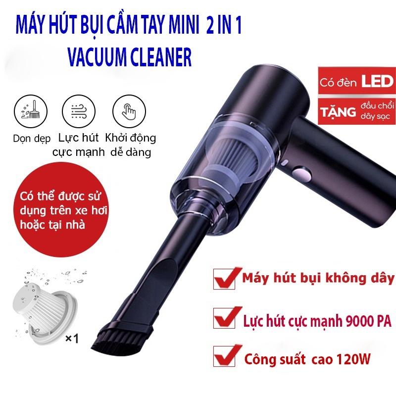 Máy Hút Bụi Cầm Tay Mini, Hút Bụi Không Dây Đa Năng Lực Hút Siêu Mạnh 9000 Pa Sử Dụng Hút Bụi Ô Tô,Bụi Giường