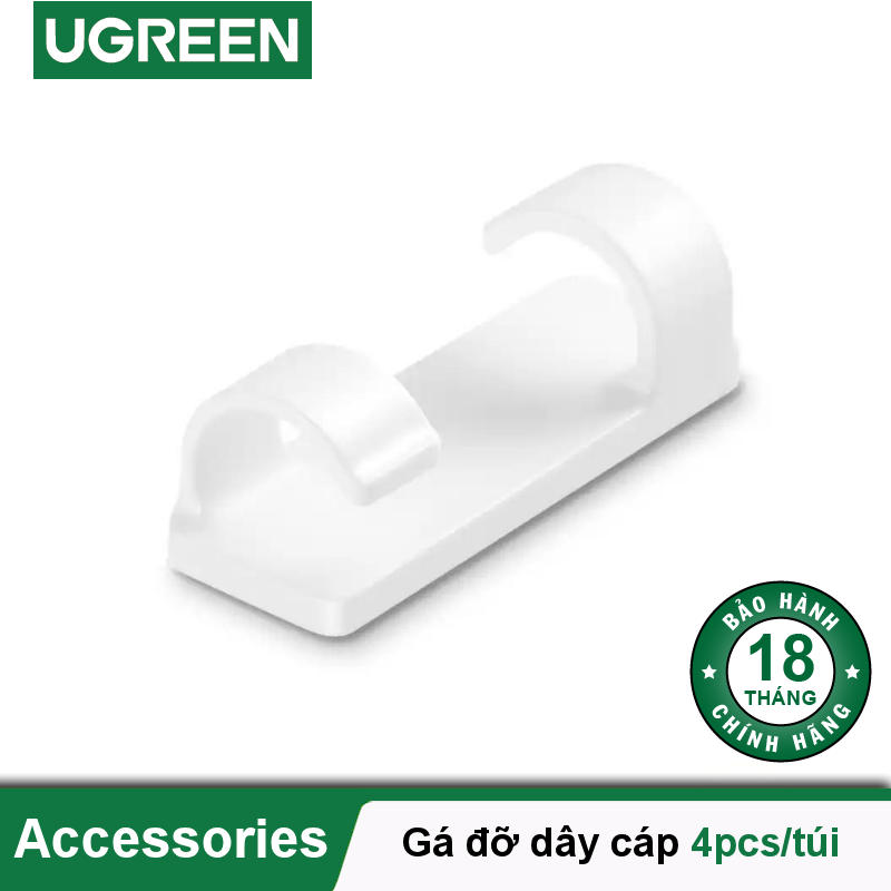 Bộ gá dây cáp hãng UGREEN LP332 20560 chất liệu ABS dán keo 3M 4pcs/túi - Hàng nhập khẩu chính hãng