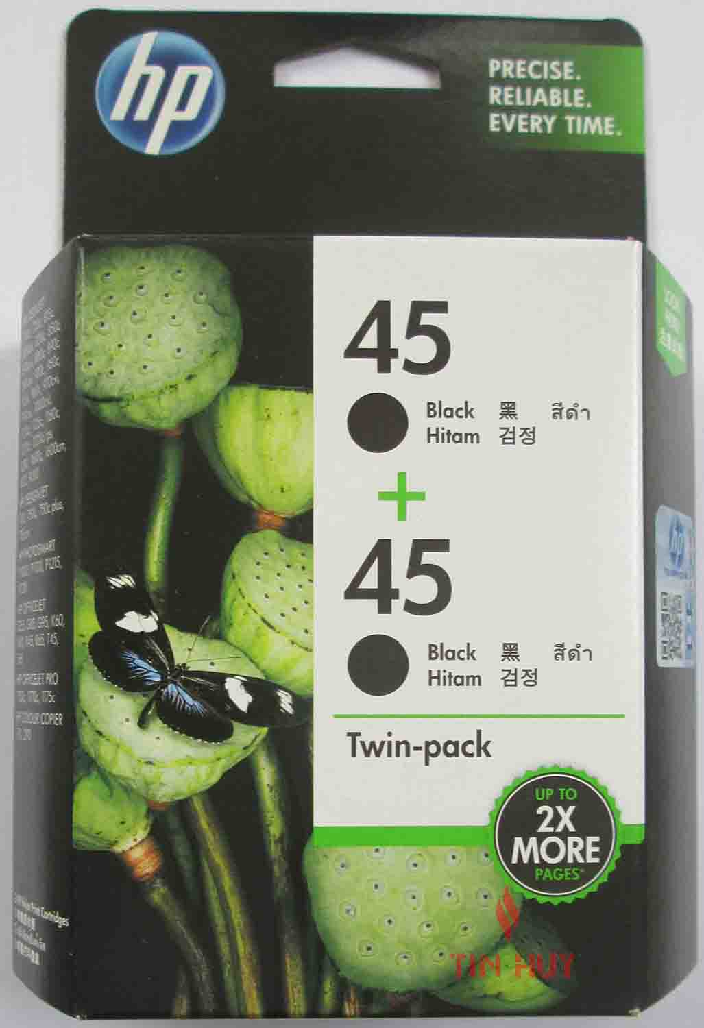 Mực in Phun HP 45 2-pack Black Original Ink Cartridges Đen (CC625AA) - Hàng Chính Hãng