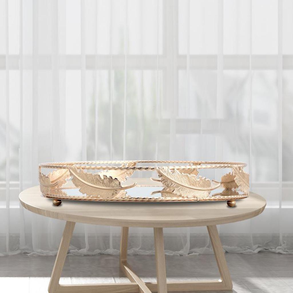 Mirror Plate Cosmetic Vanity Tray - Decorative Jewelry Organizer