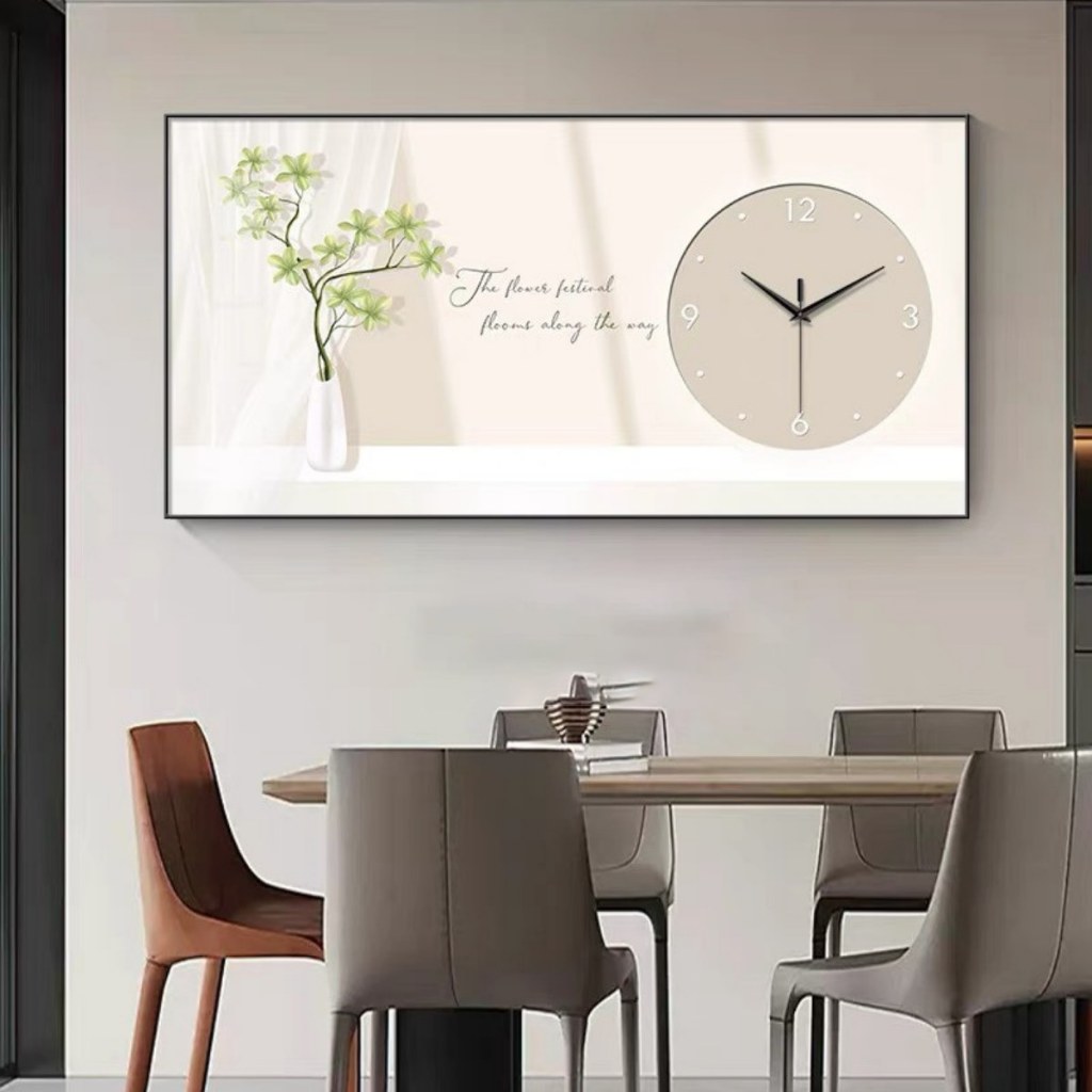 (HCM)Tranh treo tường đồng hồ tráng gương bình lá tropical nhiệt đới uv mặt mica sáng bóng