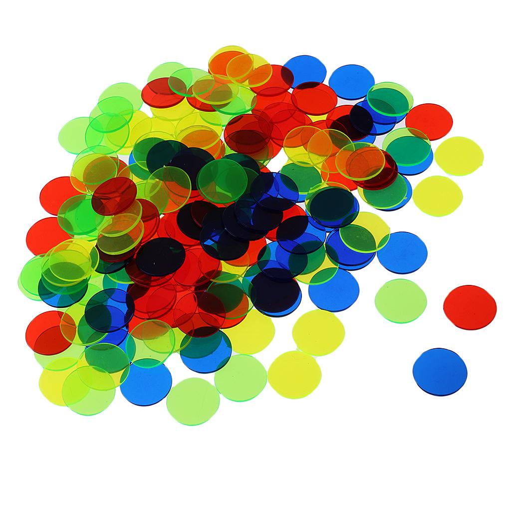 Professional Bingo Game Transparent Counters Plastic Marker 5 Colors 100Pc