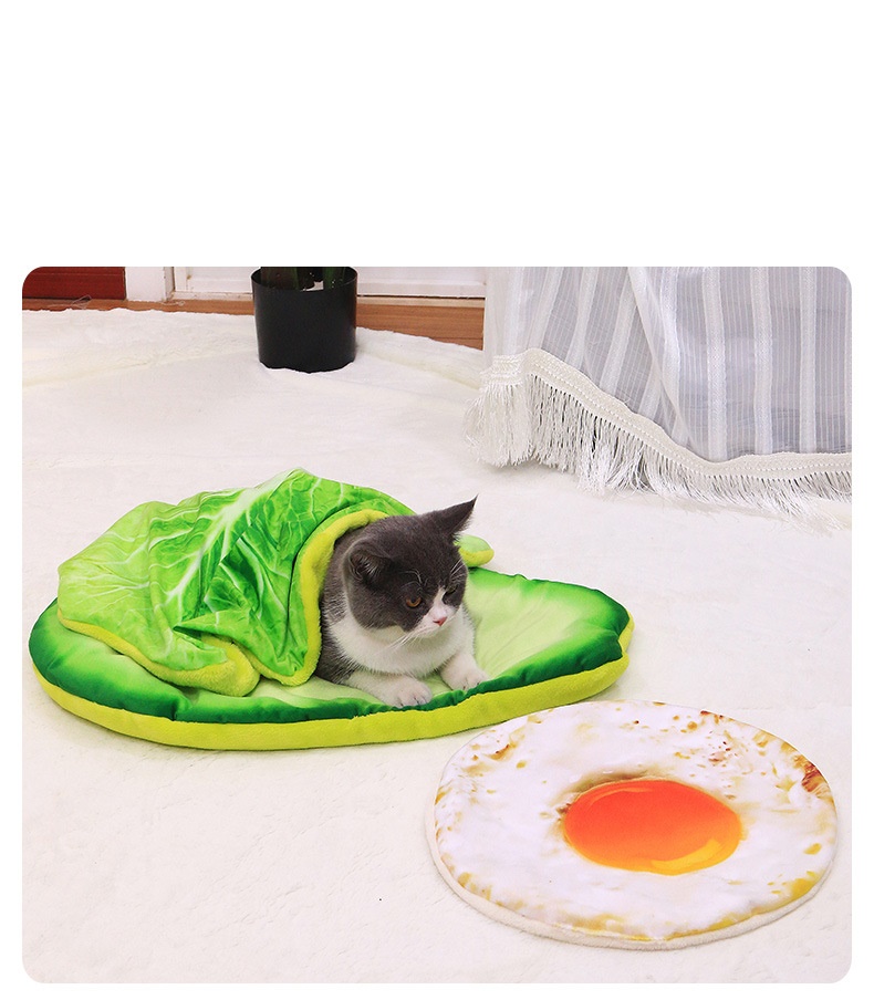 Đệm ngủ cho thú cưng in hình 3D bánh Pizza, rau xà lách cực dễ thương - Thảm mềm mại, nhiều size cho chó, mèo