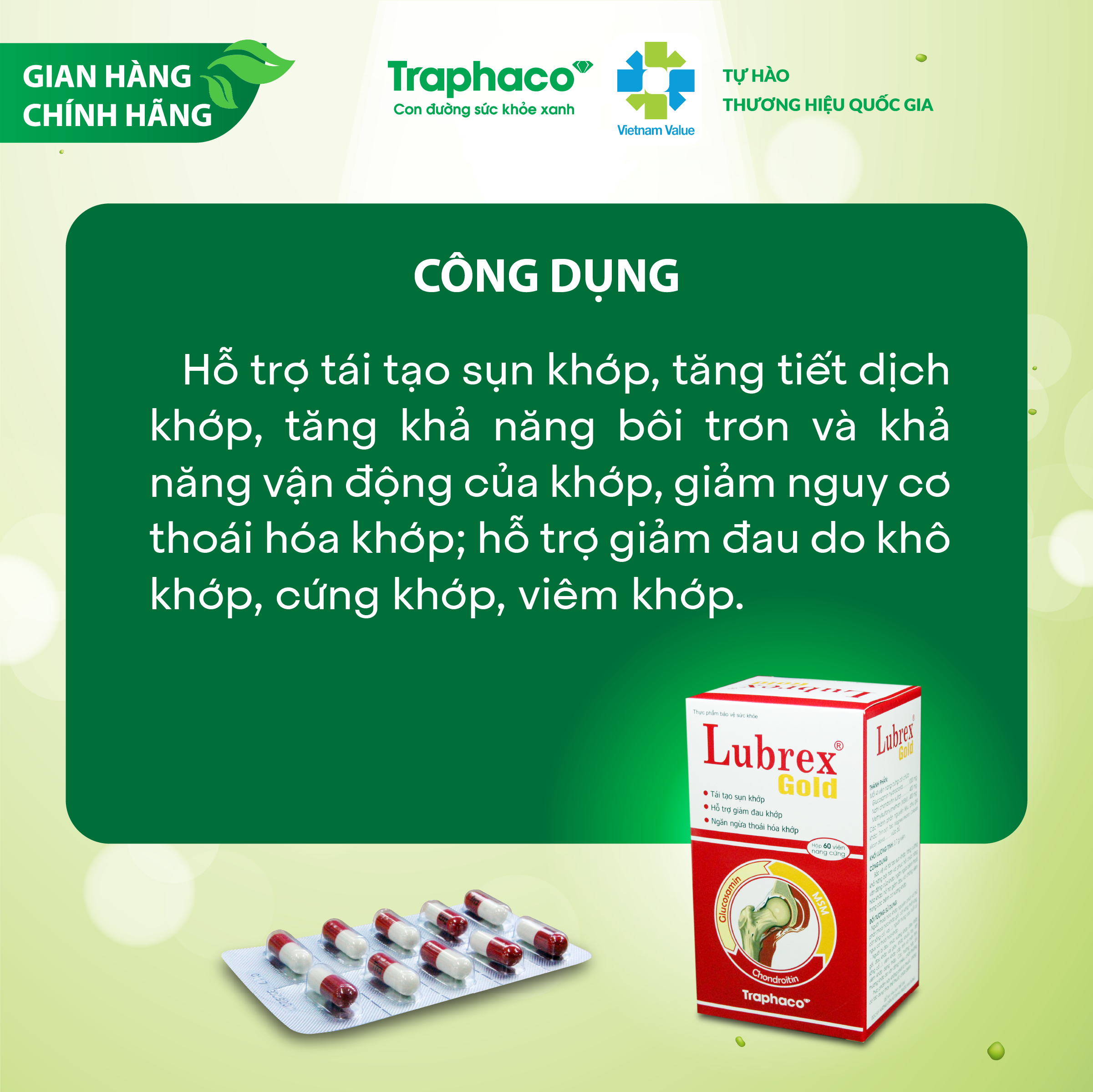 LUBREX GOLD - BẢO VỆ VÀ TÁI TẠO SỤN KHỚP - NGĂN NGỪA THOÁI HÓA KHỚP