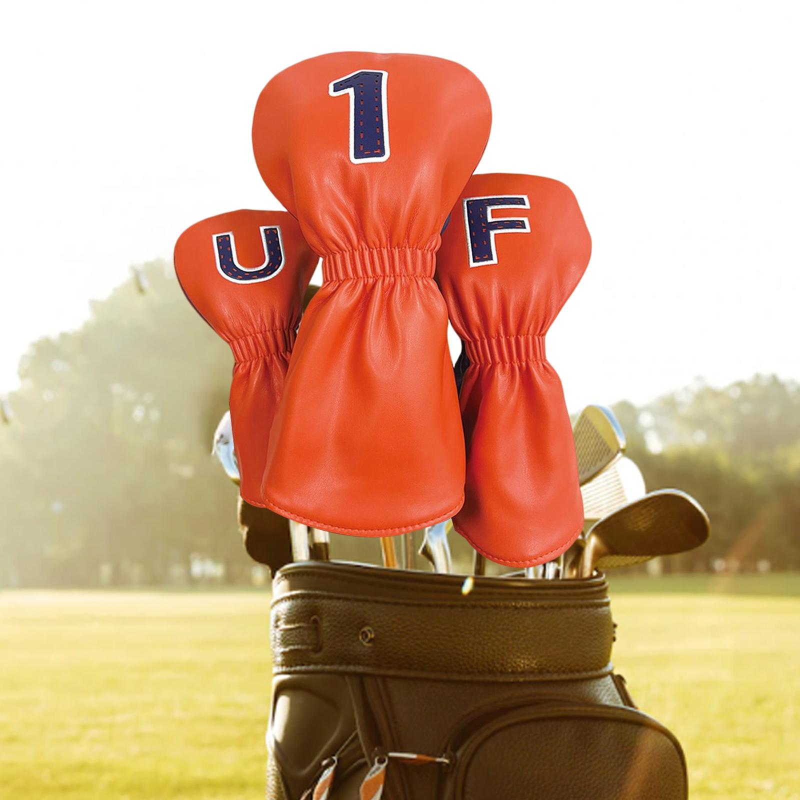 3Pcs PU Wood Golf Head Covers Men Women Universal Golf Club Head Covers