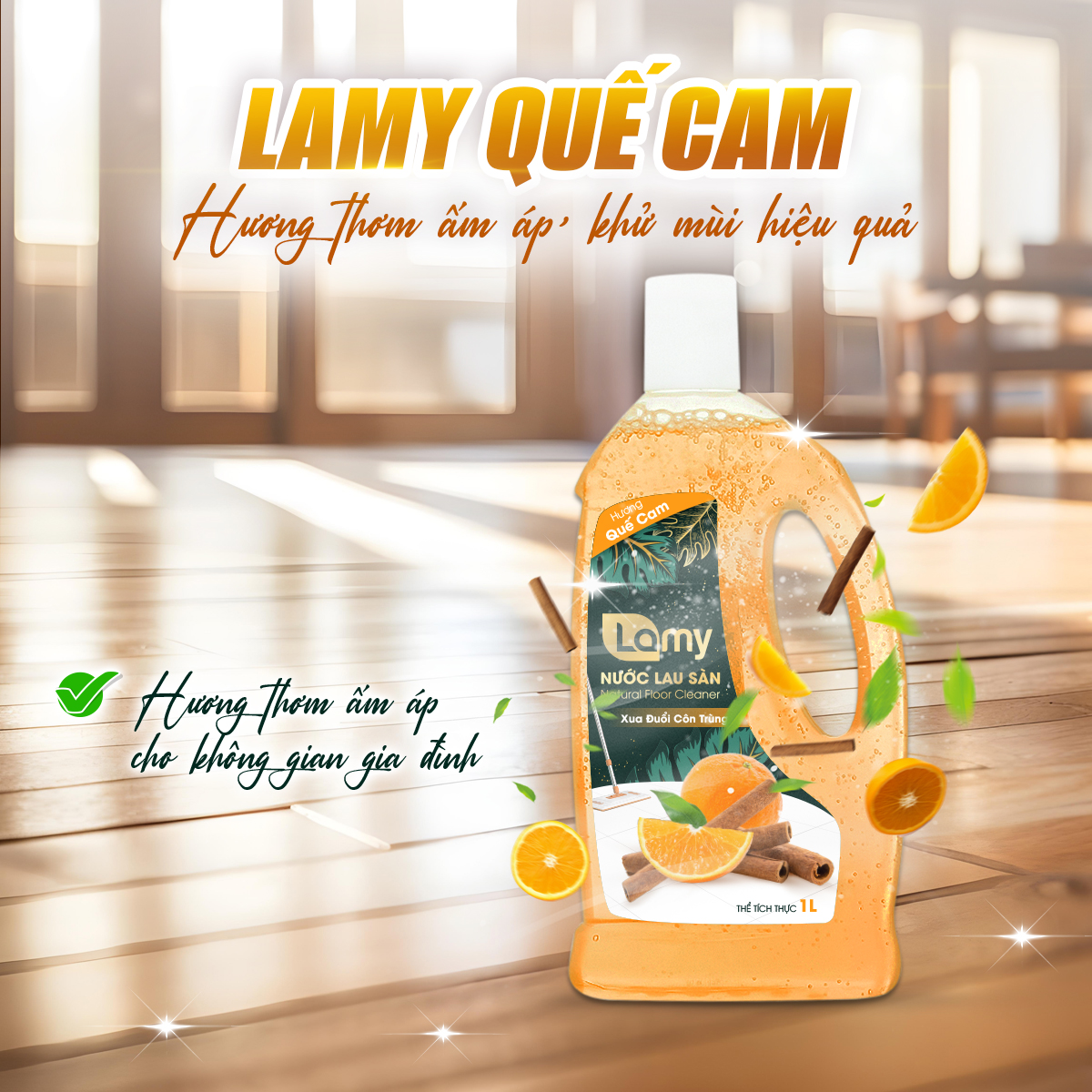 Thùng 04 Chai Nước Lau Sàn Giúp Làm Sạch Mọi Bề Mặt Kháng Khuẩn Xua Đuổi Côn Trùng Chai 1L