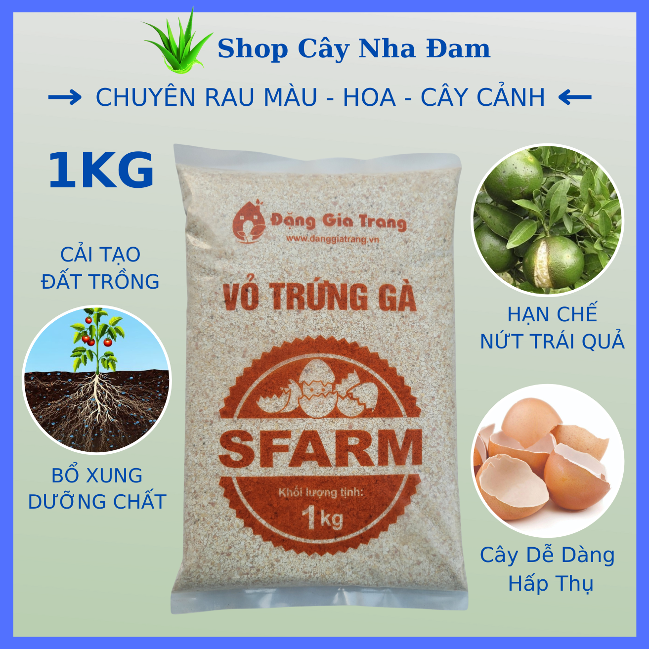 Vỏ Trứng Gà Đã Xử Lý Giúp Cây Khoẻ Mạnh, Hạn Chế Côn Trùng, Sâu Bệnh Cho Mọi Cây Trồng (Gói 1KG)