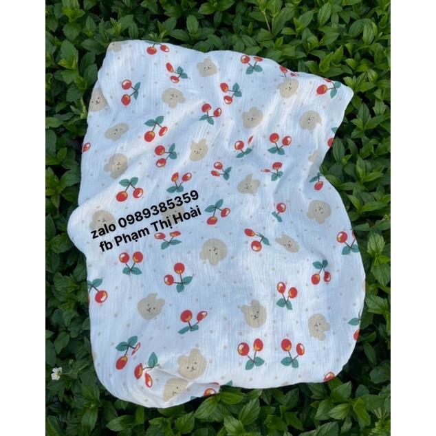 vải xô muslin cao cấp gấu chery đỏ may quần áo và khăn tắm cho bé sơ sinh