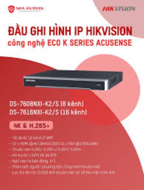 Đầu ghi 16 kênh IP HIKVISION DS-7616NXI-K2/S ECO K SERIES ACUSENSE THÔNG MINH ( hàng chính hãng)