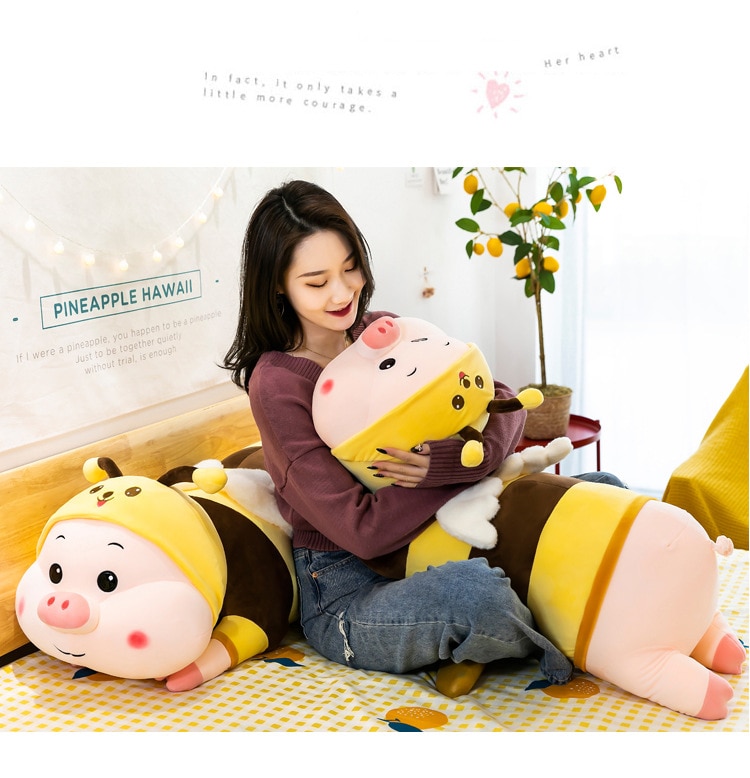 Gấu Bông Lợn Biến Hình Ong Dễ Thương Heo Ong Nhồi Bông Cute Size Lớn, Gấu bông heo Cosplay, Gối ôm hình heo lai ong