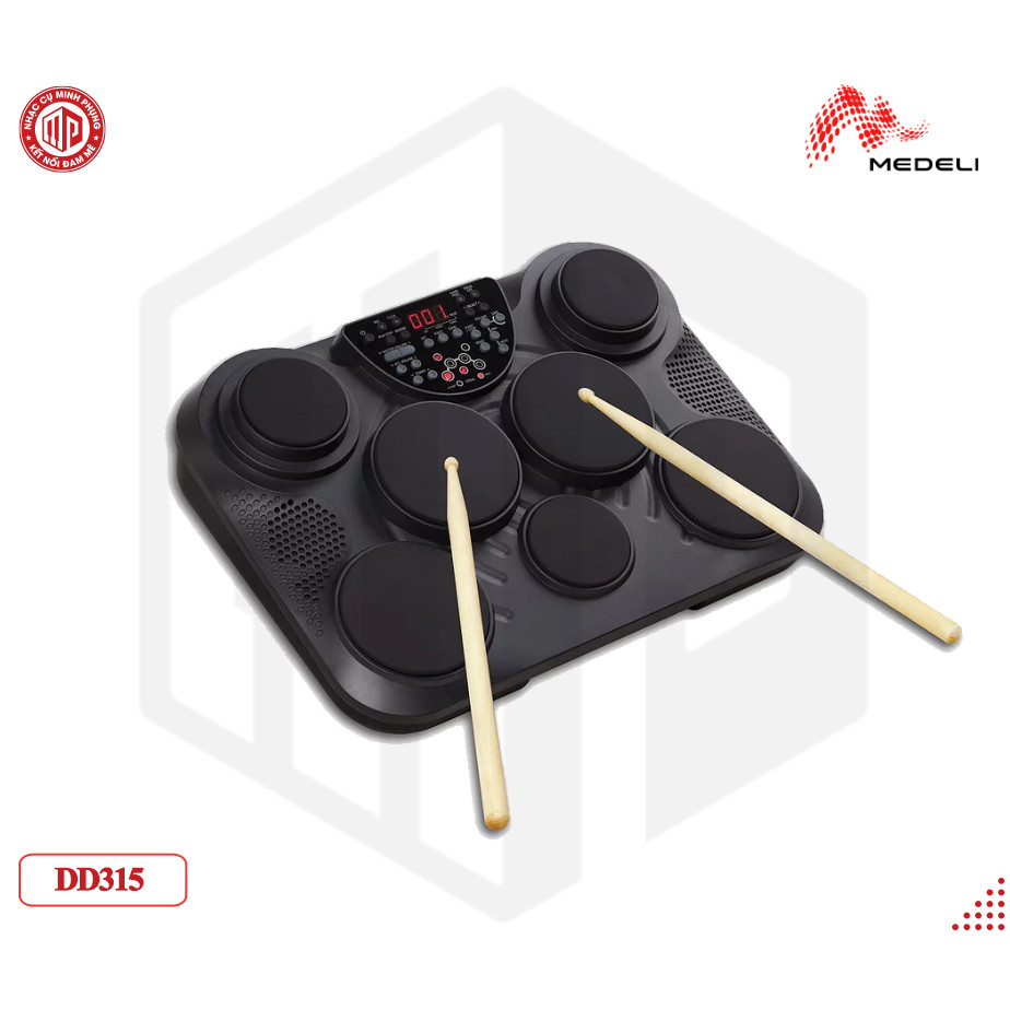 Bộ trống điện tử cao cấp/ Portable Drums/ Electronic Drum Kits/ Compact Digital Drums - Table Drums - Medeli DD315 - 7 pads - Hàng chính hãng