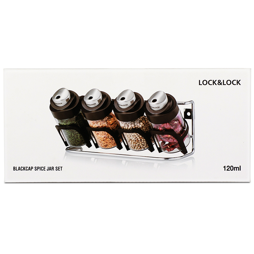 Bộ Lọ Đựng Gia Vị 4P LOCK&amp;LOCK LLG843  BLACKCAP - 120ML
