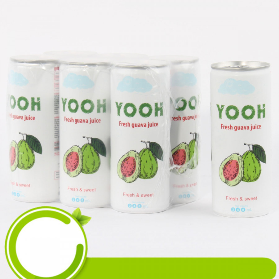 Nước ép Ổi đào từ trái cây tươi YOOH Lốc 6 lon Bổ sung Vitamin & khoáng chất cần thiết cho cơ thể