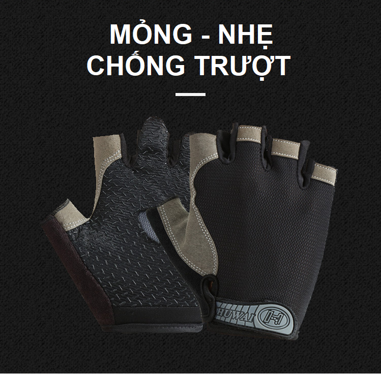 Găng Tay Thể Thao Tập Gym Thời Trang HW Basic Sport Gloves | Găng Tay Đi Phượt, Bao Tay Chạy Xe Máy, Xe Đạp | Bao Tay Cụt Ngón Bảo Vệ Bàn Tay Đa Năng