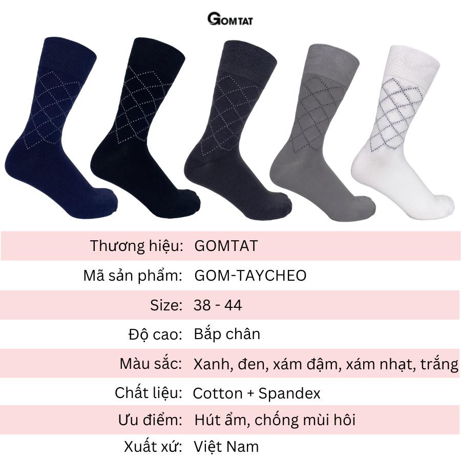 Hộp 5 đôi tất vớ đi giày tây nam công sở cổ cao, họa tiết sọc chéo, chất liệu cotton cao cấp - GOM-TAYCHEO-CB5