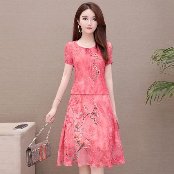 Váy đầm trung niên liền thân cao cấp Lylylorem