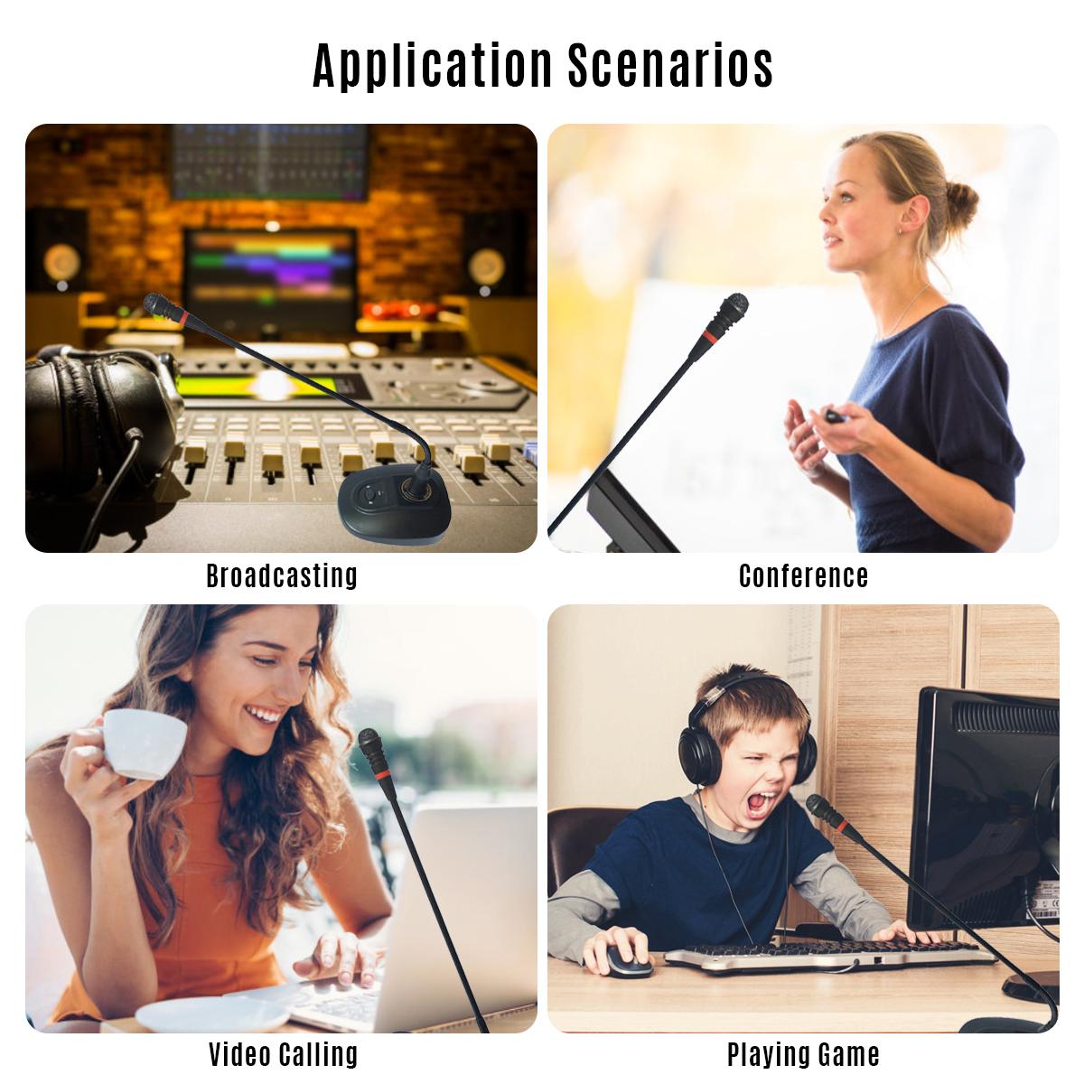 USB Computer Microphone Desktop Wired Microphone Cardioid Condenser Mic Adjustable Neck Plug & Play for PC Laptop Office