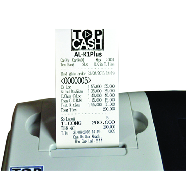 10 cuộn giấy nhiệt in bill, in hóa đơn TOPCASH K57mm phi 45mm dùng cho máy in nhiệt in hóa đơn, máy tính tiền. Hàng chính hãng