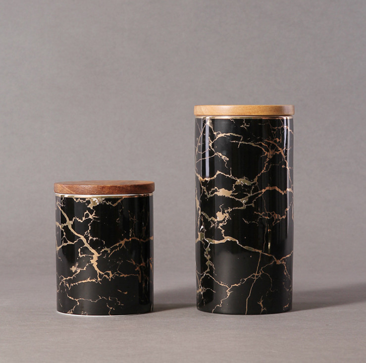 Bộ 3 lọ đựng BAROQUE BLACK MARBLE