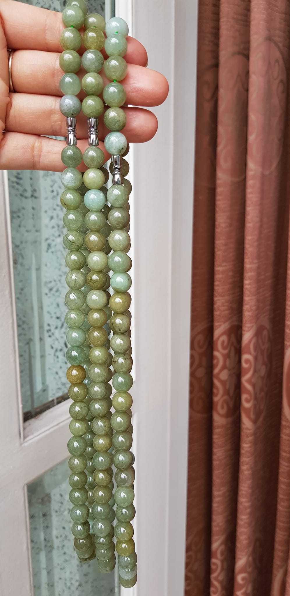 Vòng Chuỗi đeo Cổ Đá cẩm thạch tự nhiên hạt to size 9mm Màu xanh ngọc dầu bóng mượt đẹp nữ đeo cổ nhẹ nhàng mát của đá tự nhiên tâm bình yên Món quà tặng Mẹ và người thân và cho chính bản thân mình ý nghĩa ạ