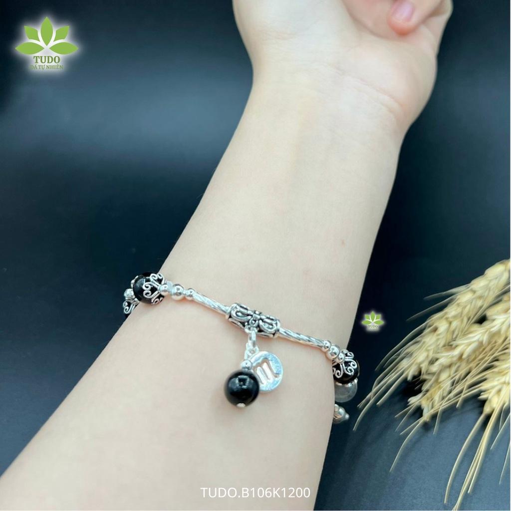 Vòng Tay Nữ Đẹp - Vòng Phong Thủy Mệnh Thủy Mộc TUDO B106K1200 VCBXACU VCBMNDEN Charm bạc mèo thần tài
