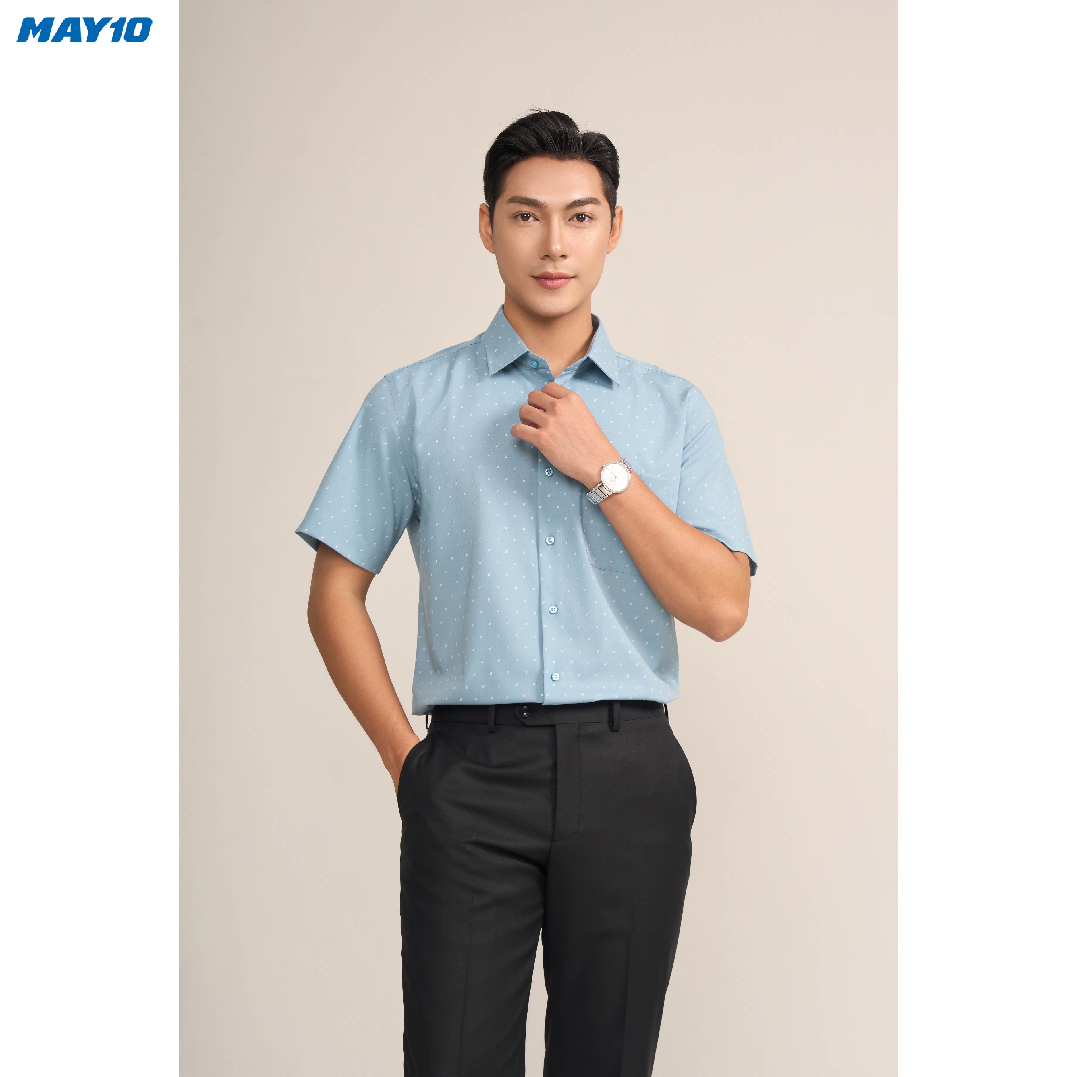 Sơ mi nam cộc tay May10 form RegularFit mã 010124195ONGB AH388