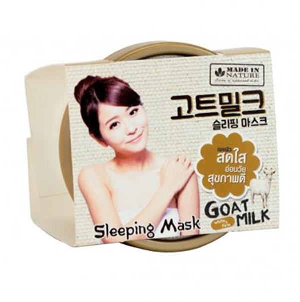 Mặt Nạ Ngủ Dưỡng Trắng Và Mịn Da Từ Protein Sữa Dê Made In Nature Goat Milk 100g