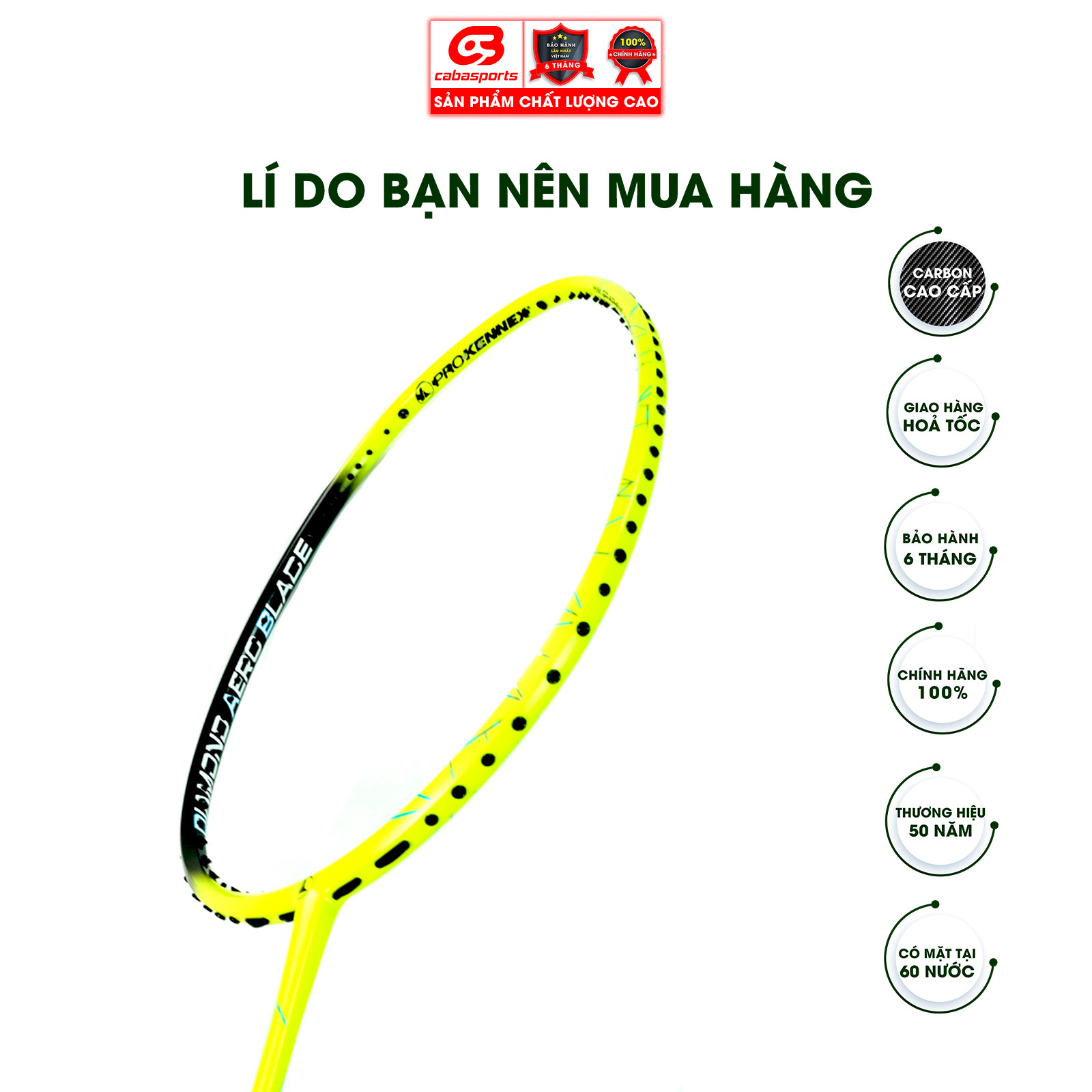 Vợt cầu lông Prokennex VIPER 47 SPEED - Tặng kèm quấn cán và túi vải Cabasports