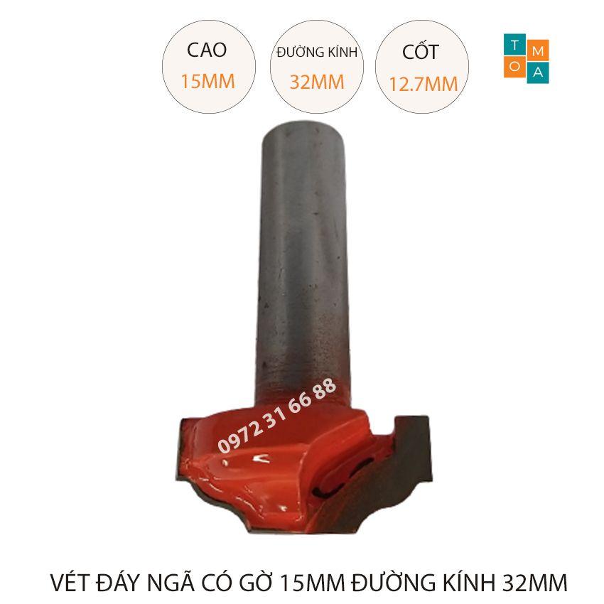 MŨI SOI GỖ - MŨI PHAY GỖ VÉT ĐÁY NGÃ CÓ GỜ CAO 15MM ĐƯỜNG KÍNH 32MM, CỐT 12.7 MM HÀNG VIỆT NAM CHẤT LƯỢNG CAO