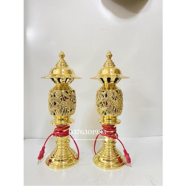 Đèn thờ bằng đồng mẫu Hoa sen cao 42cm