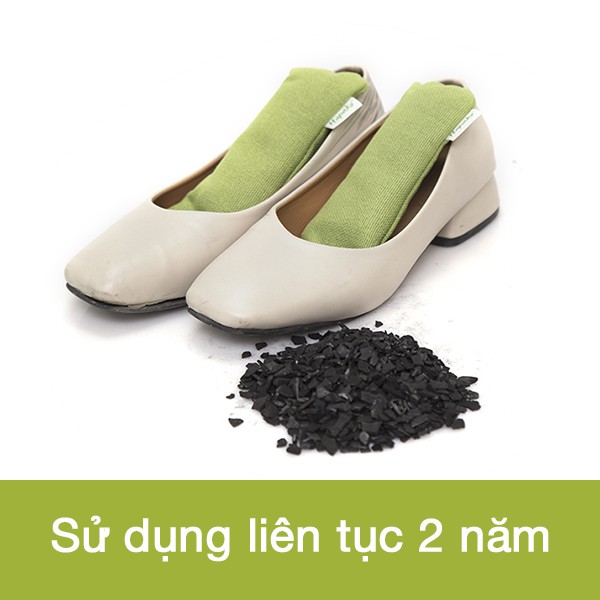 Túi than hoạt tính khử mùi giày - 100% từ gáo dừa Bến Tre (Hộp 2 túi) - Hapaku
