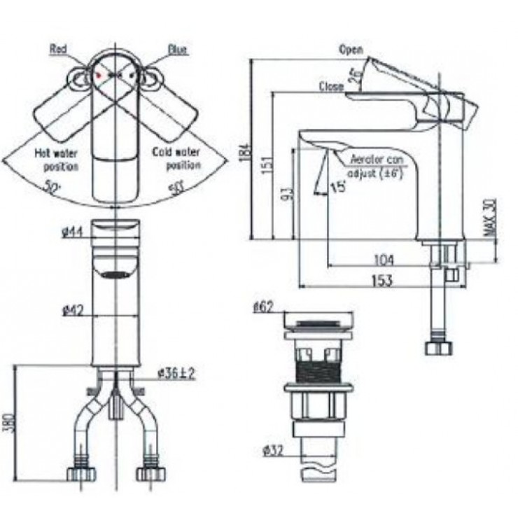 Vòi Chậu Lavabo Inax LFV-612S Nóng Lạnh