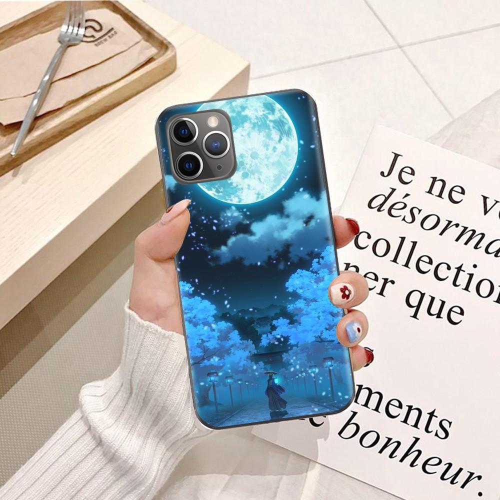 Ốp lưng dành cho điện thoại iPhone X Silicon dẻo hình Trăng Xanh